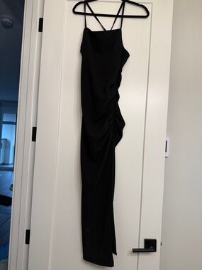 Zara Black Ruched Strappy Evening Dress